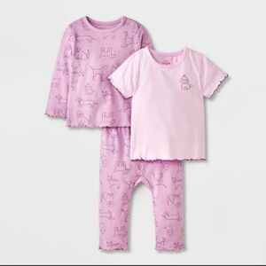 Baby girls dog 3pc top and bottom set Cat & Jack purple Size 0-3M NWT MSRP $16